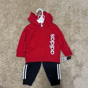 Adidas Toddler Red and Black Tracksuit